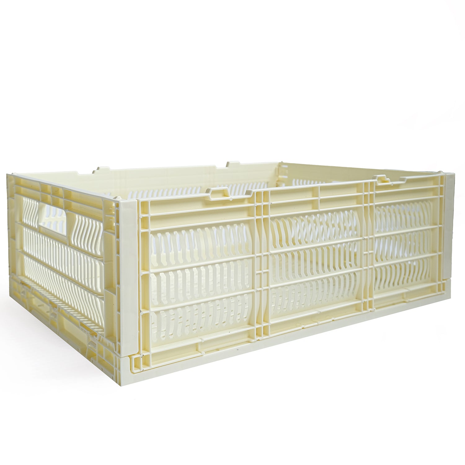 Heavy Duty Large Tall Storage Crate, Butter, Set of 2