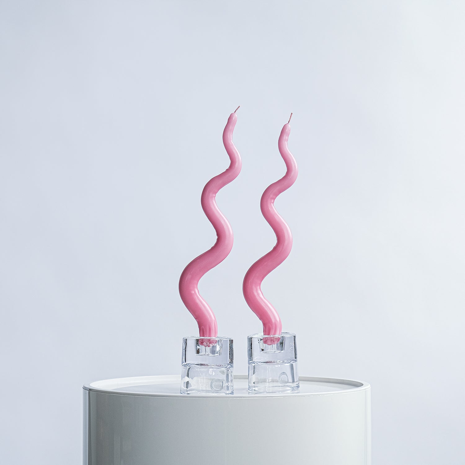 12" Hand Sculpted Squiggle Candle Sticks, Set of 2