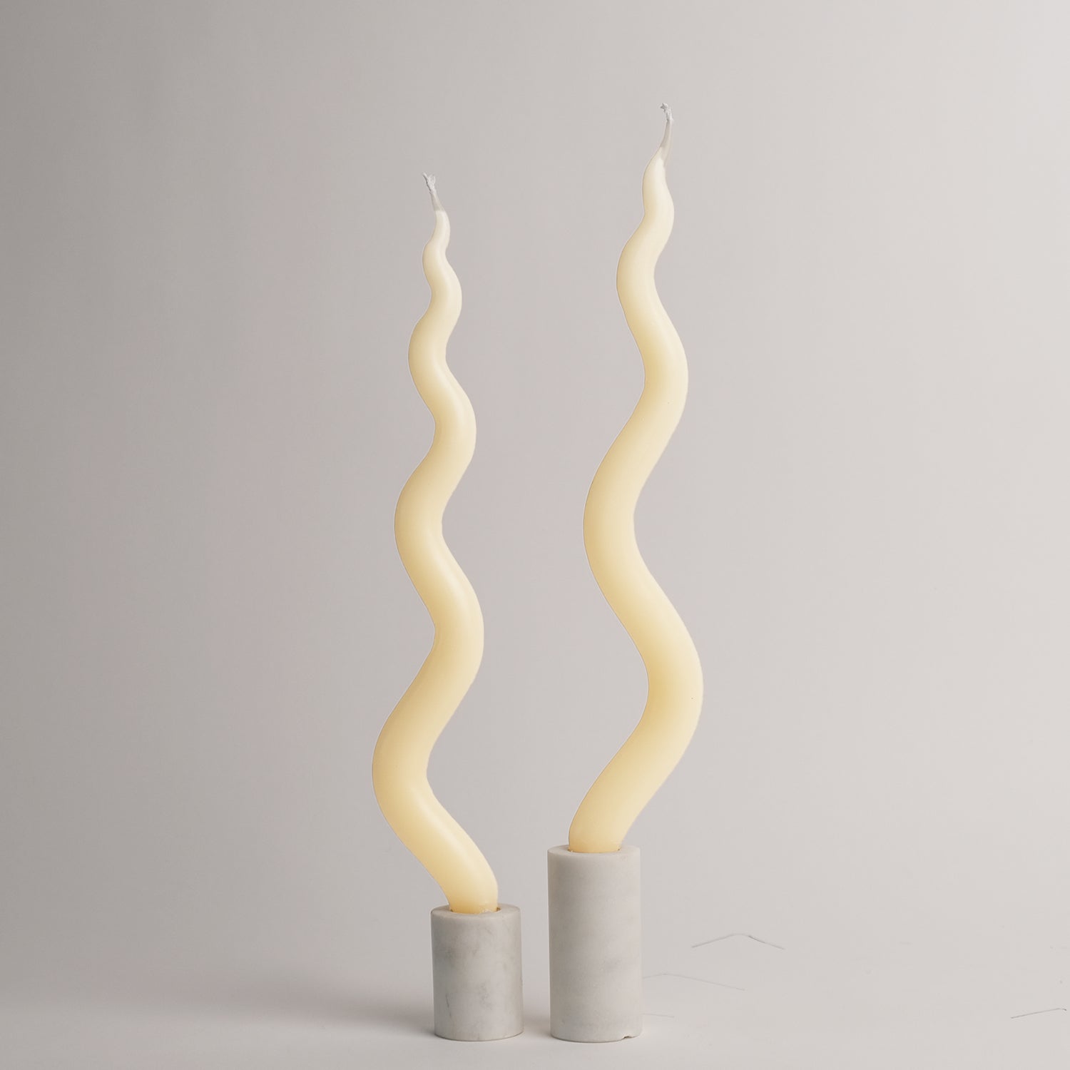 14" Hand Sculpted Squiggle Candle Sticks, Set of 2, Dripless