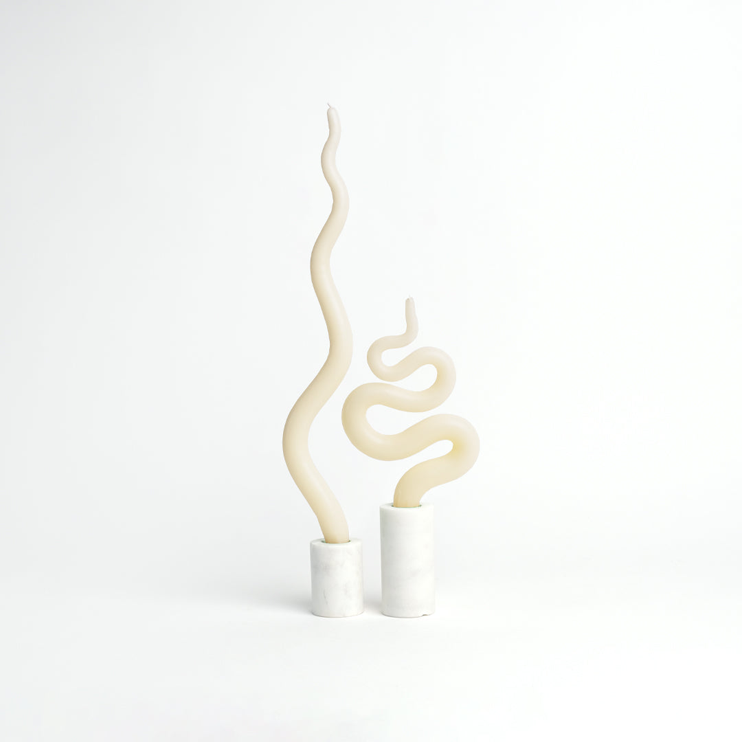 18" Hand Sculpted Squiggle Candle Sticks, Set of 2
