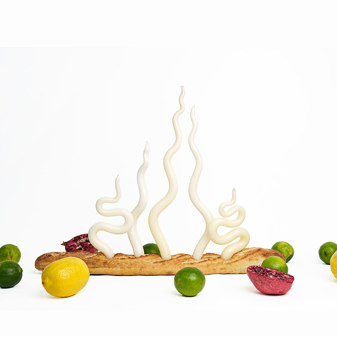 18" Hand Sculpted Squiggle Candle Sticks, Set of 2