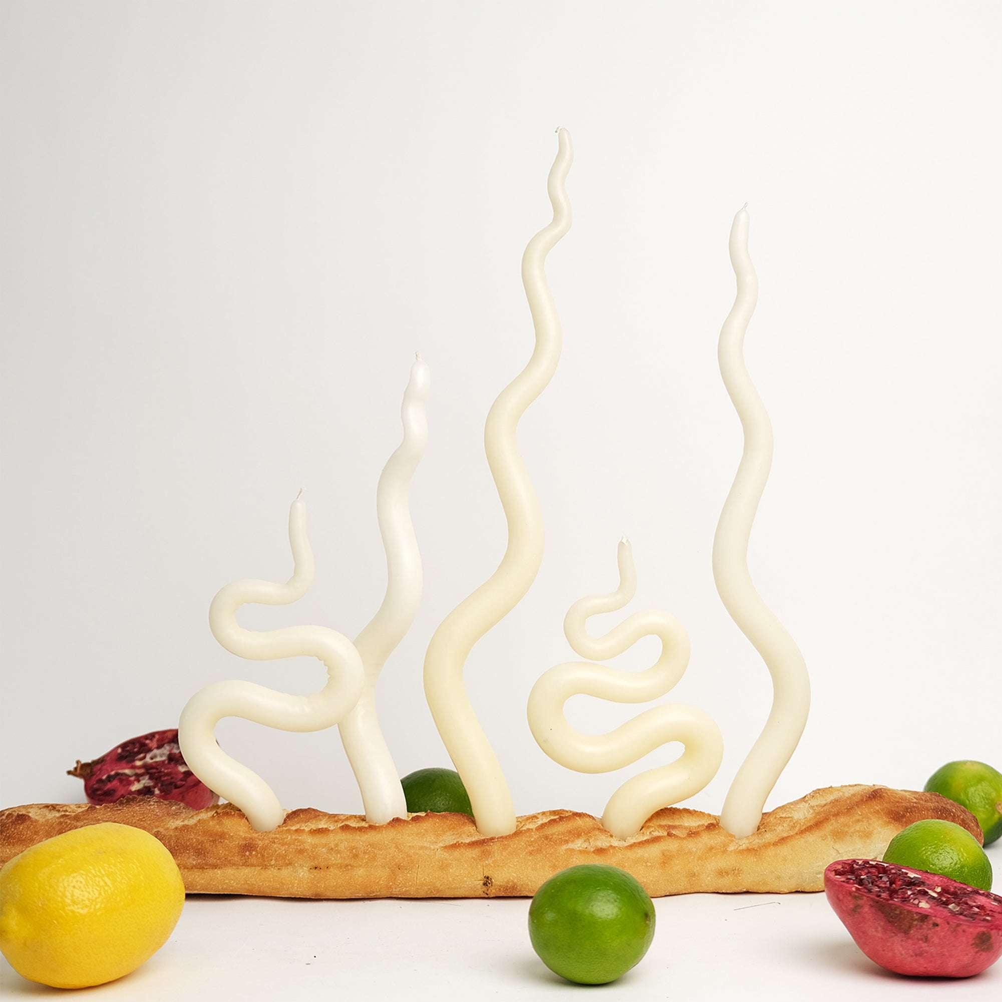 15" Hand Sculpted Squiggle Candle Sticks, Set of 2