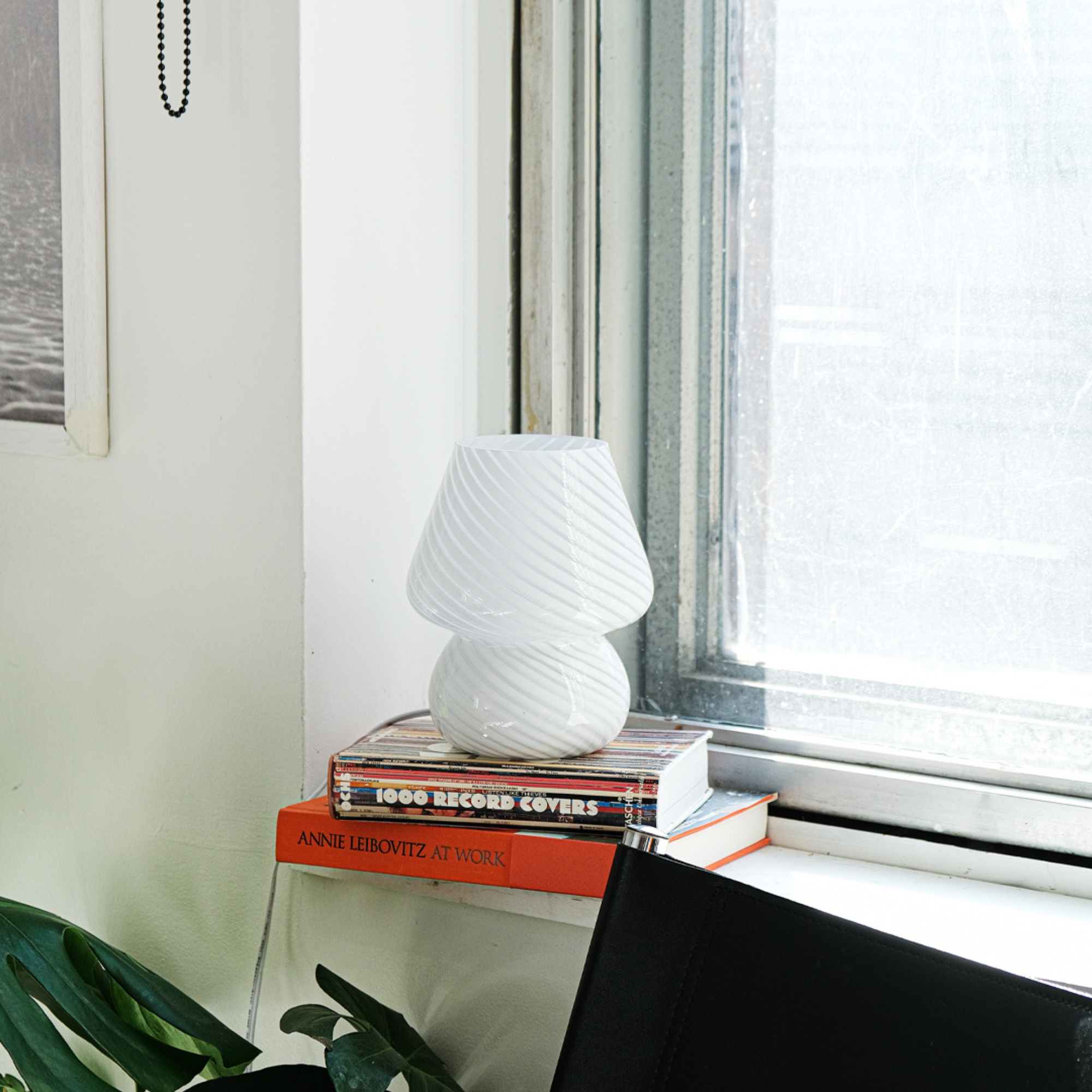 Glass Mushroom Table Lamp, Mini, White Swivel