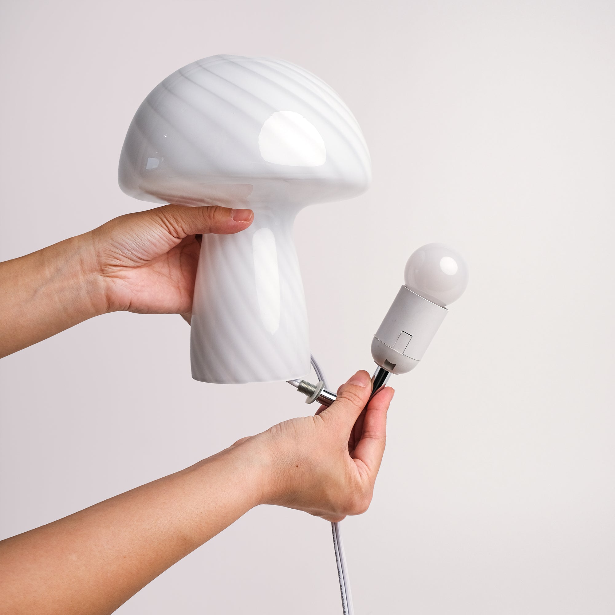 Glass Mushroom Table Lamp, Petite Close Top, Cucumber Green