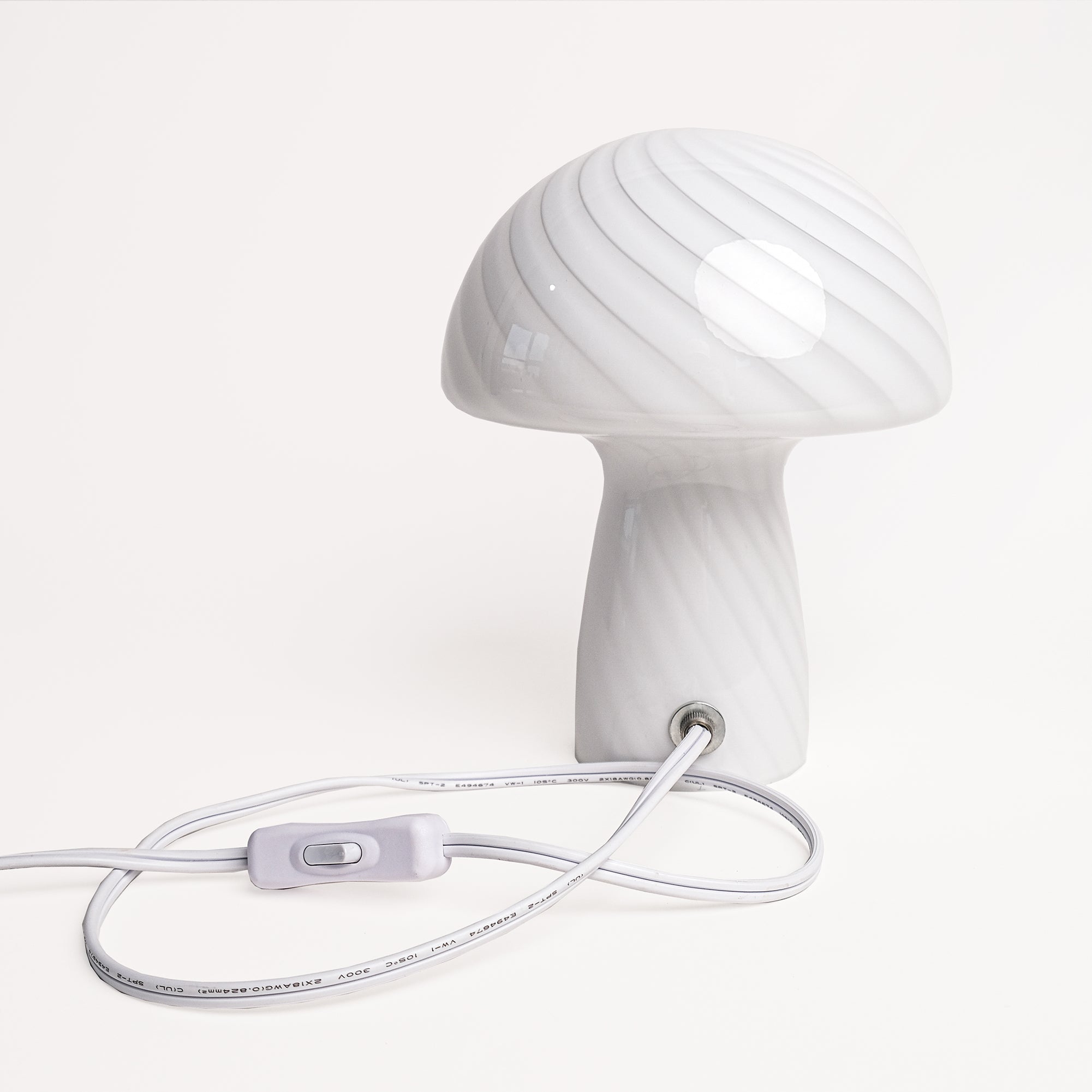 Glass Mushroom Table Lamp, Petite Close Top, White