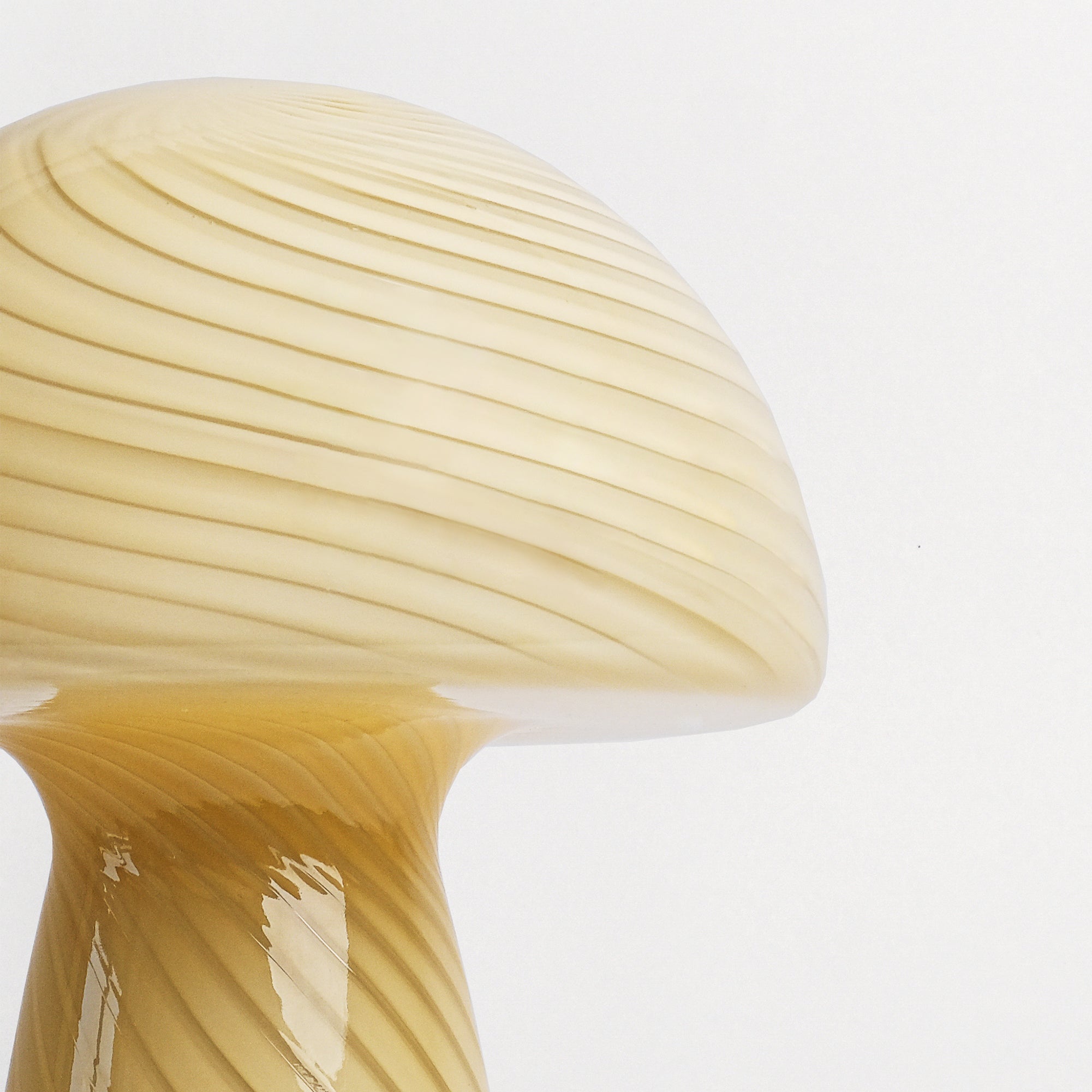 Glass Mushroom Table Lamp, Large Close Top, Butter