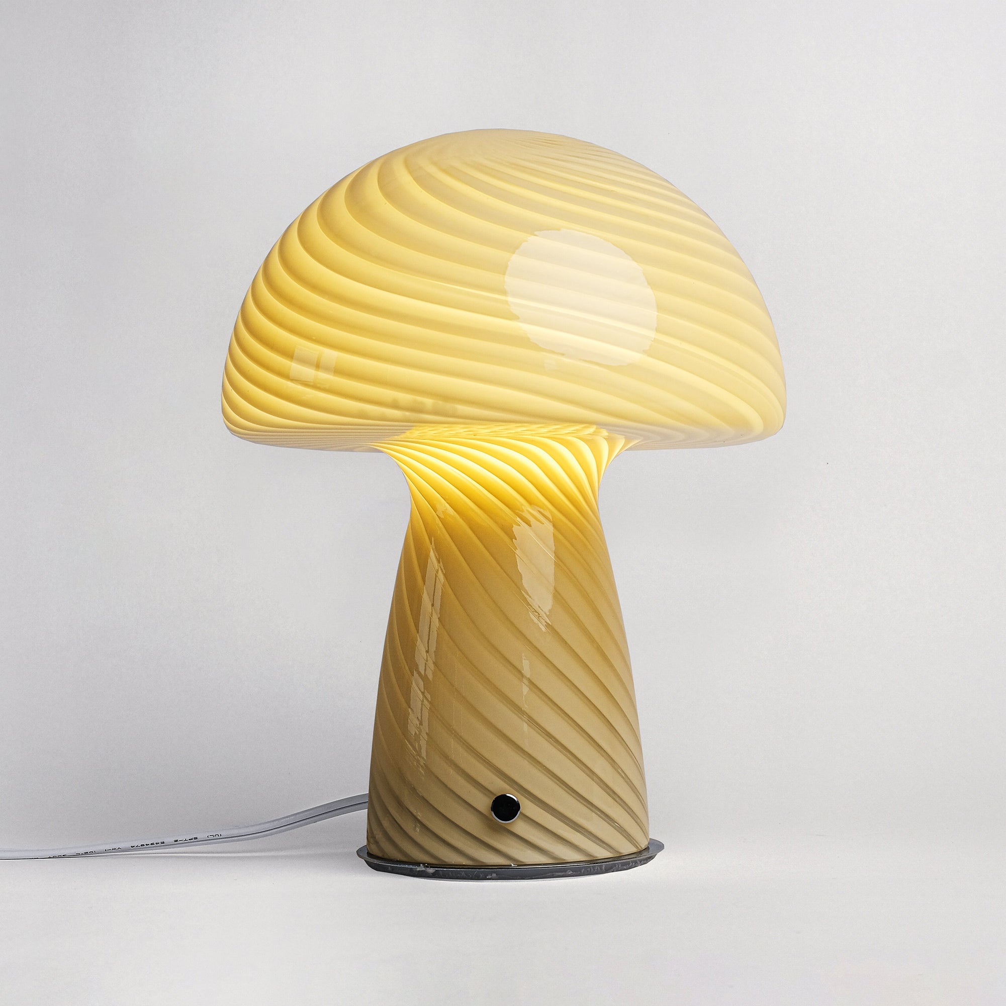 Glass Mushroom Table Lamp, Large Close Top, Butter