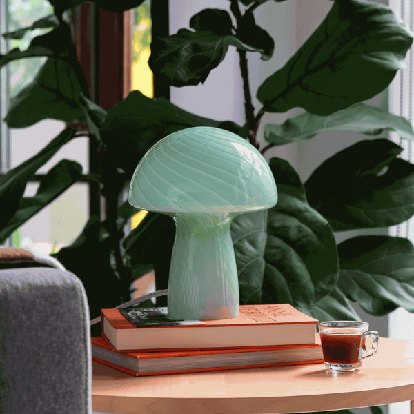 IMPERFECT SALE Petite Jade Glass Mushroom Lamp