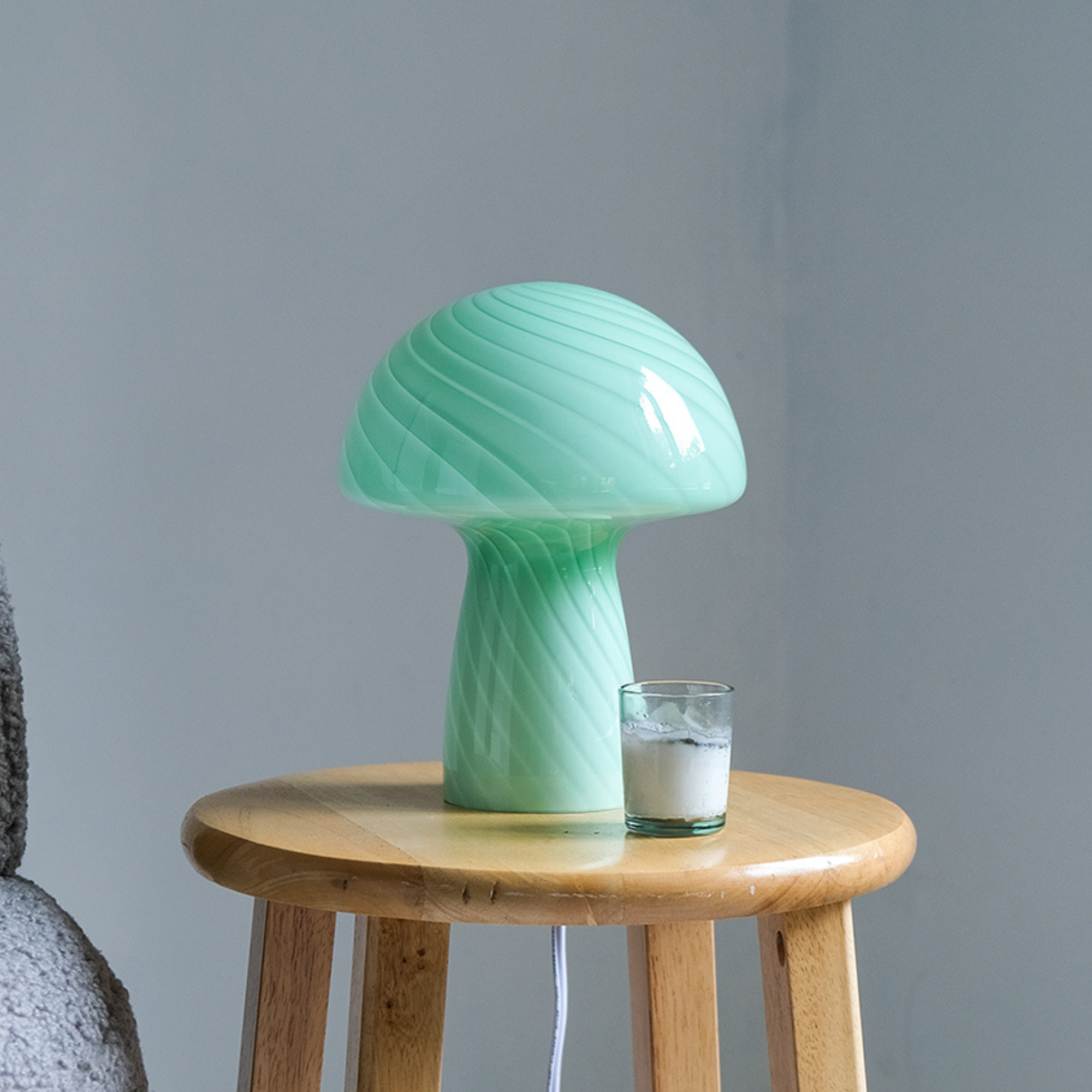 Glass Mushroom Table Lamp, Petite Close Top, Jade