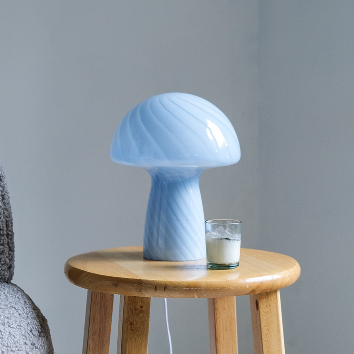 IMPERFECT SALE Petite Blue Glass Mushroom Lamp