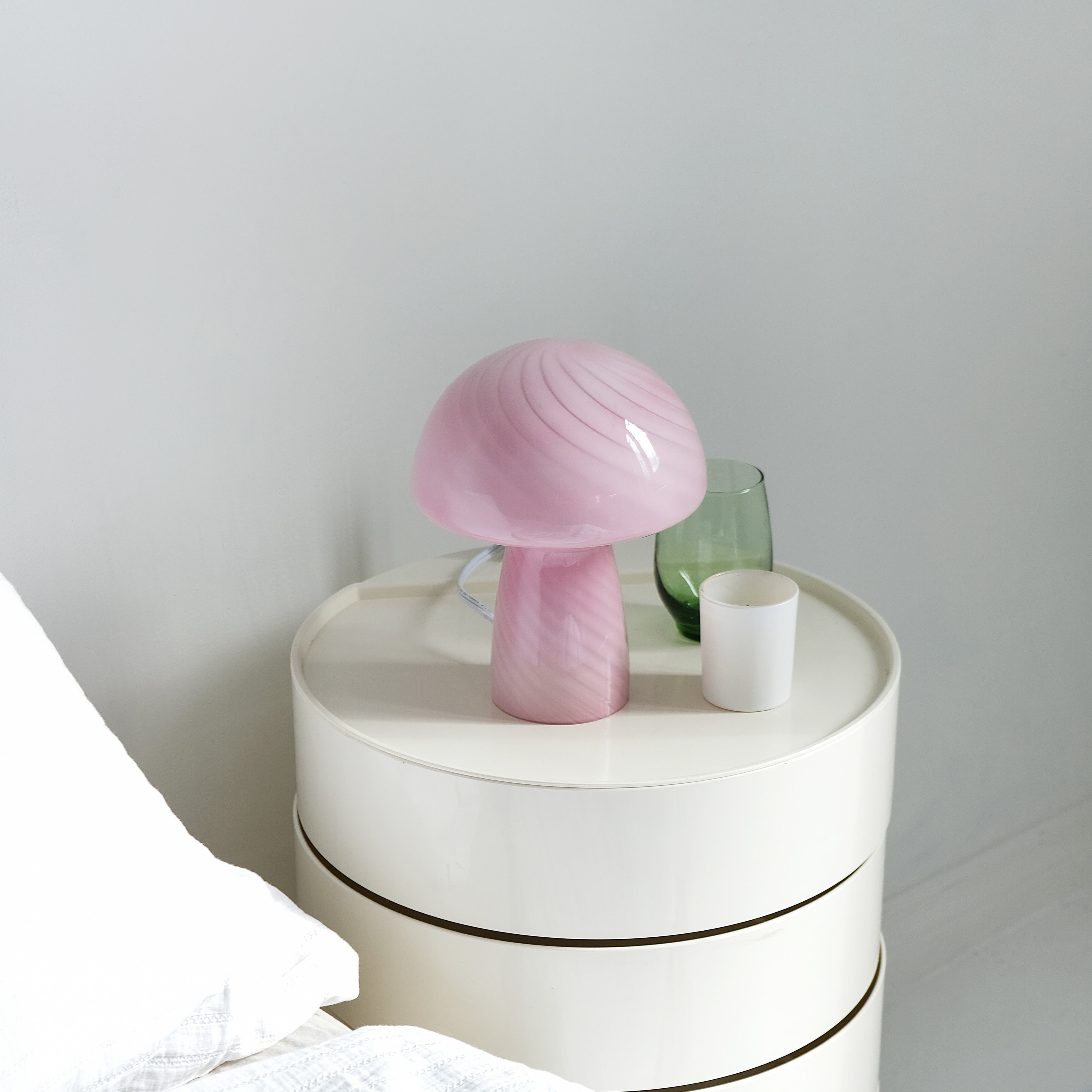 IMPERFECT SALE Petite Rose Pink Glass Mushroom Lamp