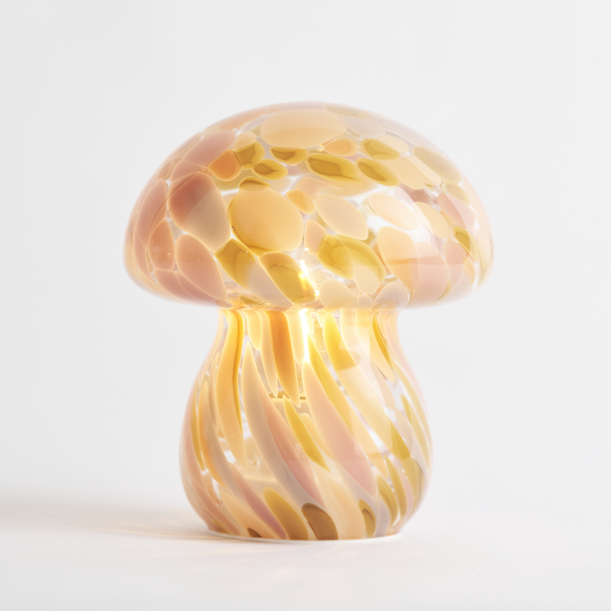 IMPERFECT SALE Portable Battery Powered Glass Mushroom Lamp, Chubby