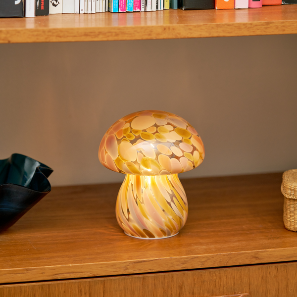 IMPERFECT SALE Portable Battery Powered Glass Mushroom Lamp, Chubby