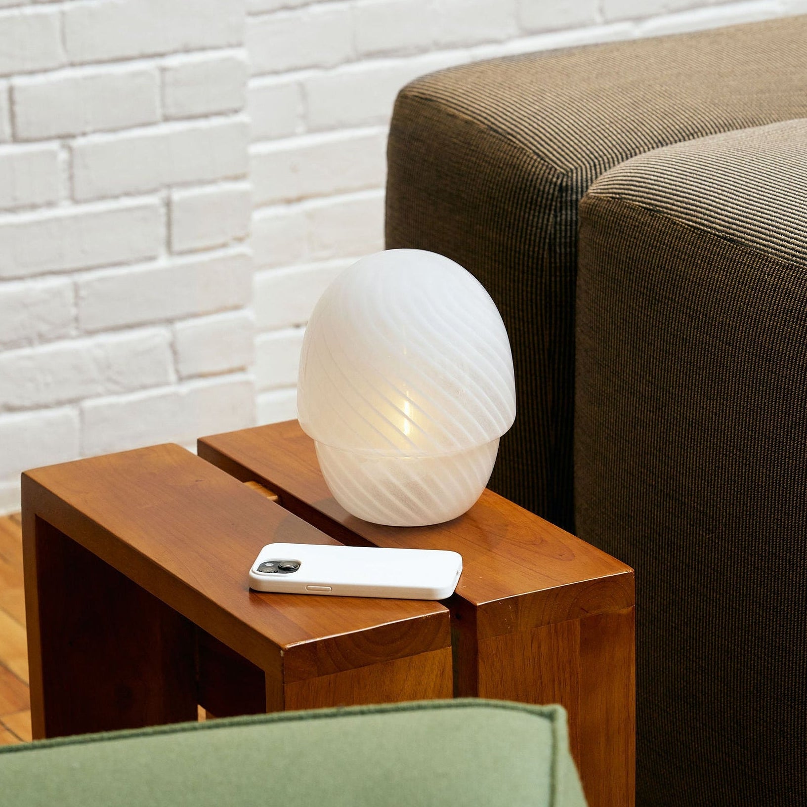 Portable Close Top Glass Mushroom Lamp, White