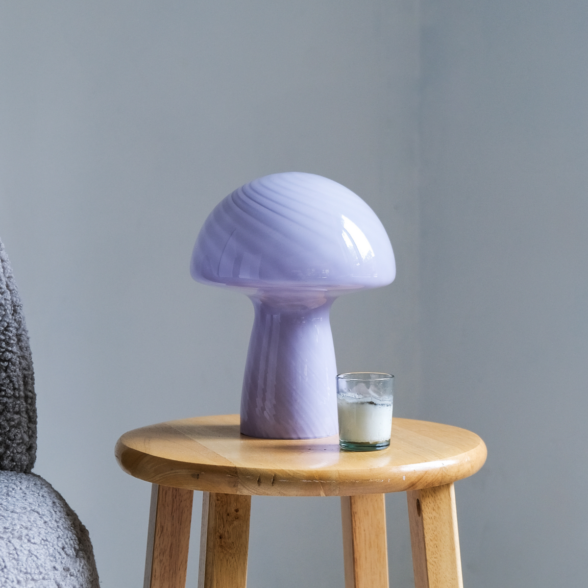 IMPERFECT SALE Petite Lilac Glass Mushroom Lamp