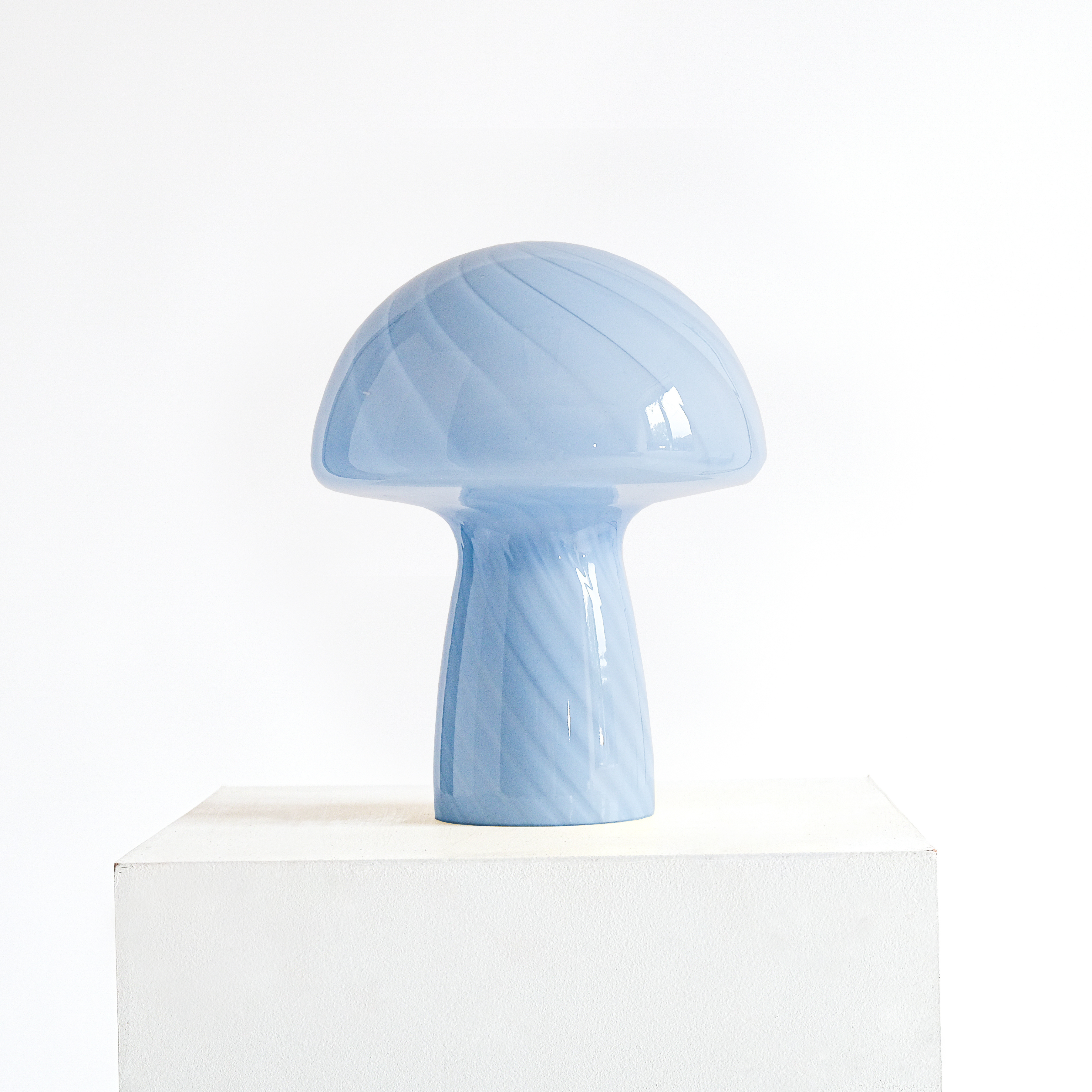 Glass Mushroom Table Lamp, Petite Close Top, Blue