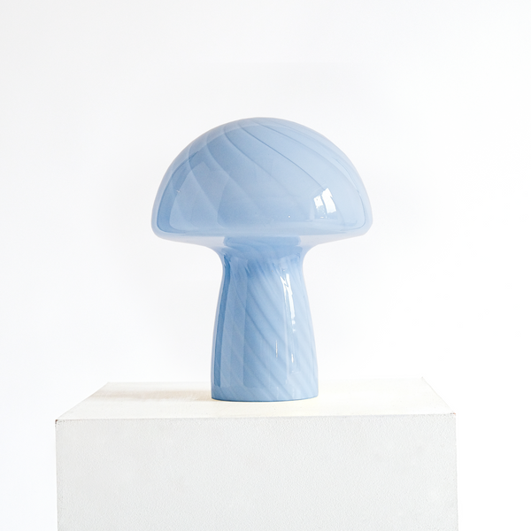 IMPERFECT SALE Petite Blue Glass Mushroom Lamp