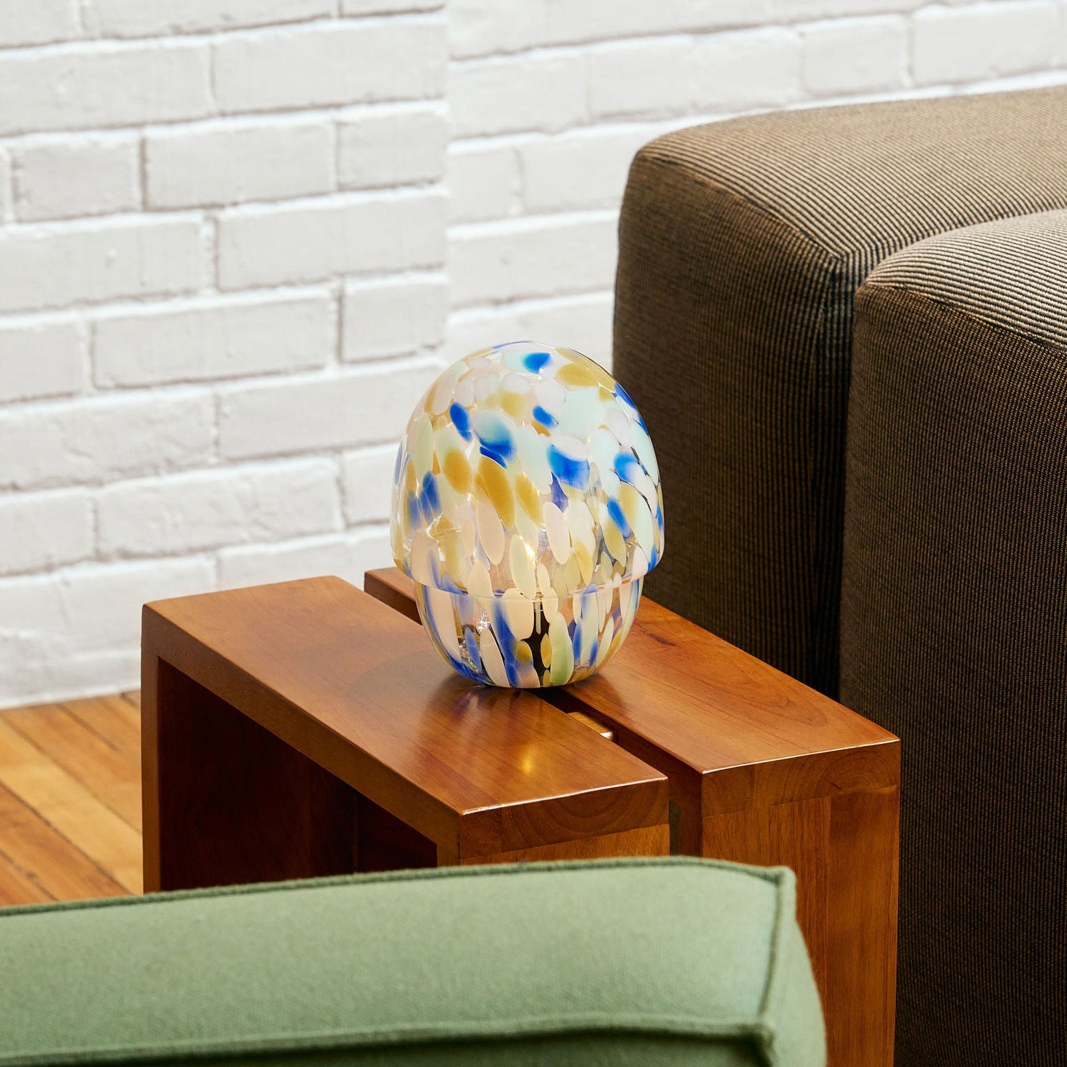 Portable Close Top Glass Mushroom Lamp, Kaleidoscope