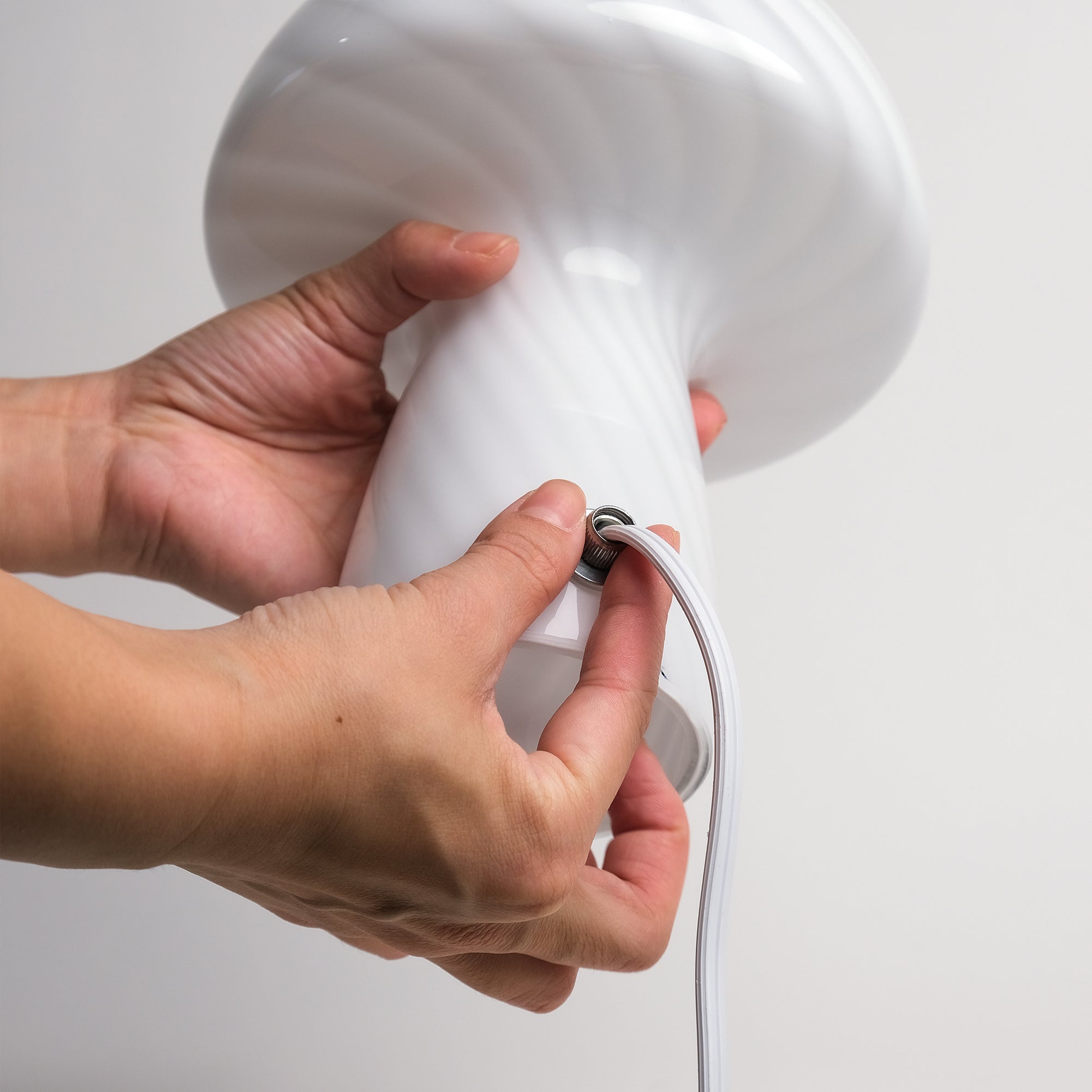 IMPERFECT SALE Petite White Glass Mushroom Lamp