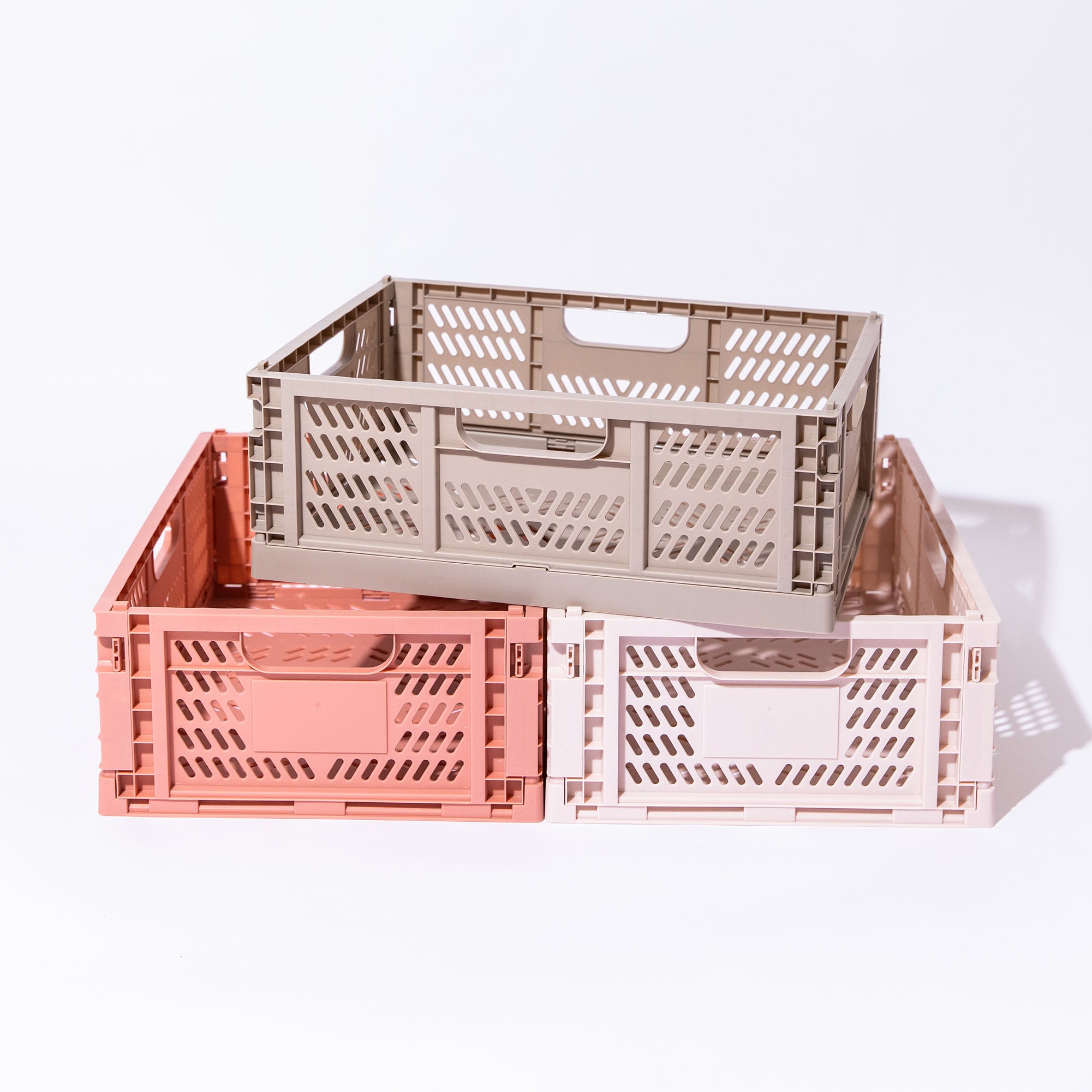 Large Storage Crate, Baby Pink, Set of 2