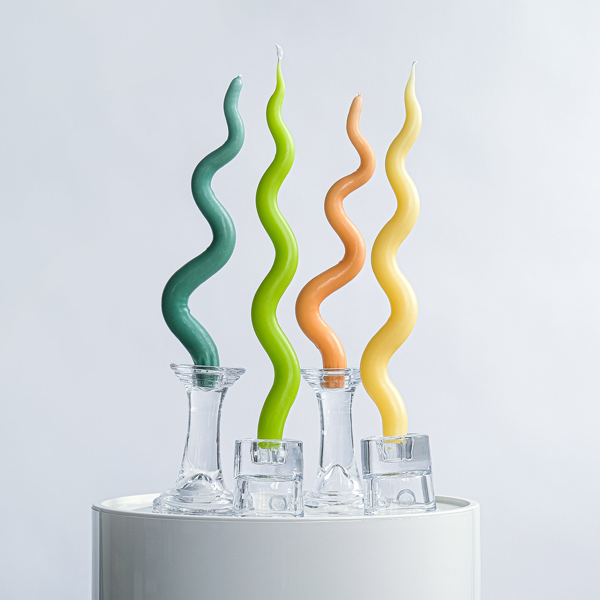 15" Hand Sculpted Squiggle Candle Sticks, Set of 2