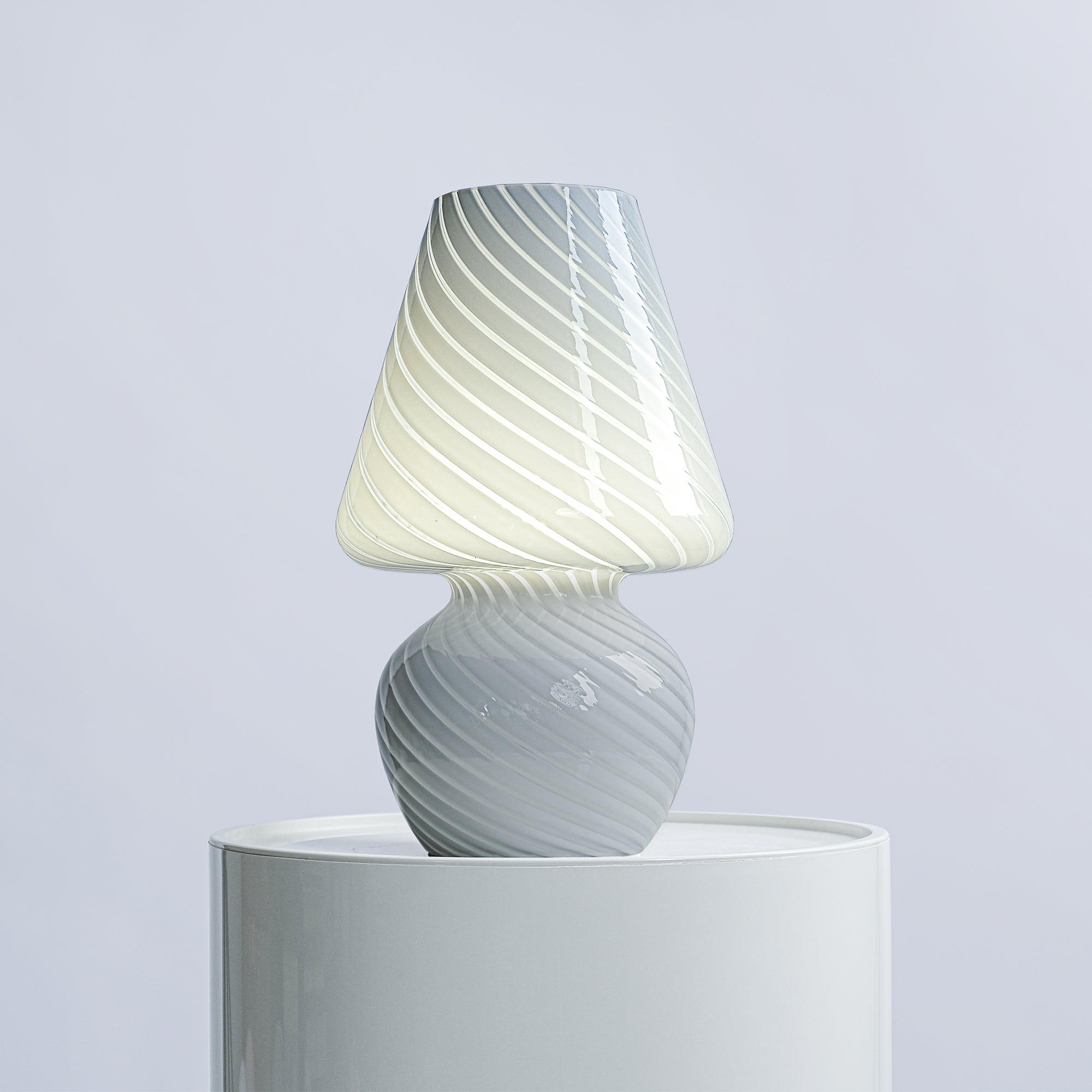 Glass Mushroom Table Lamp, Tall, White Swivel