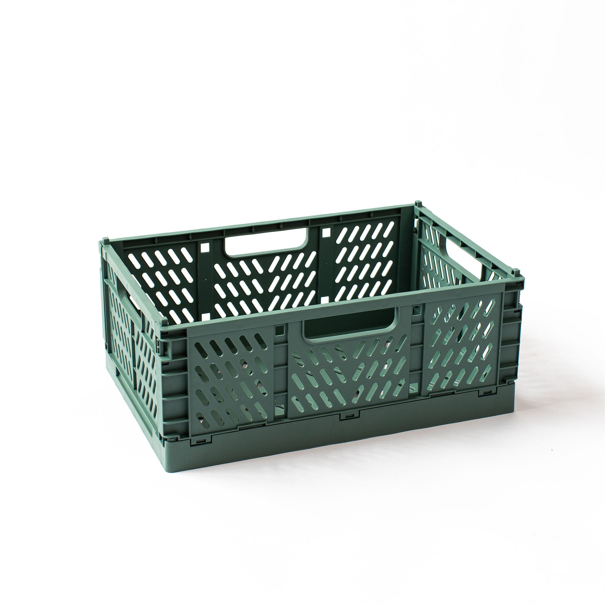 Medium Storage Crate, Forest Green, Set of 2