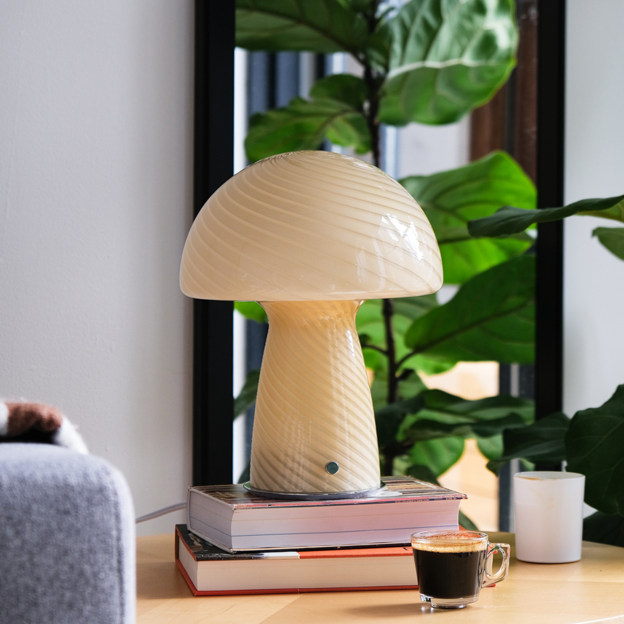 Glass Mushroom Table Lamp, Green