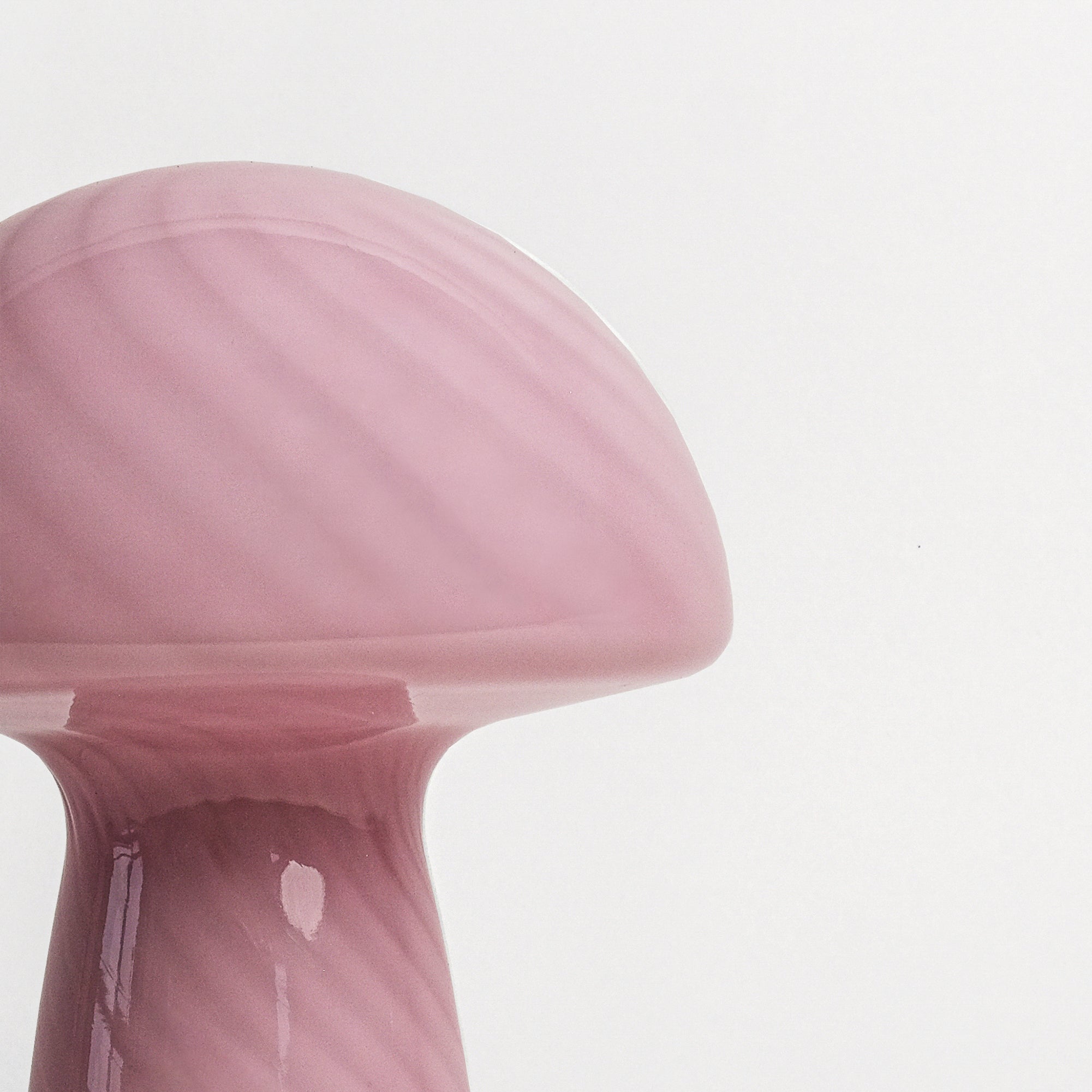 Glass Mushroom Table Lamp, Petite Close Top, Rose Pink