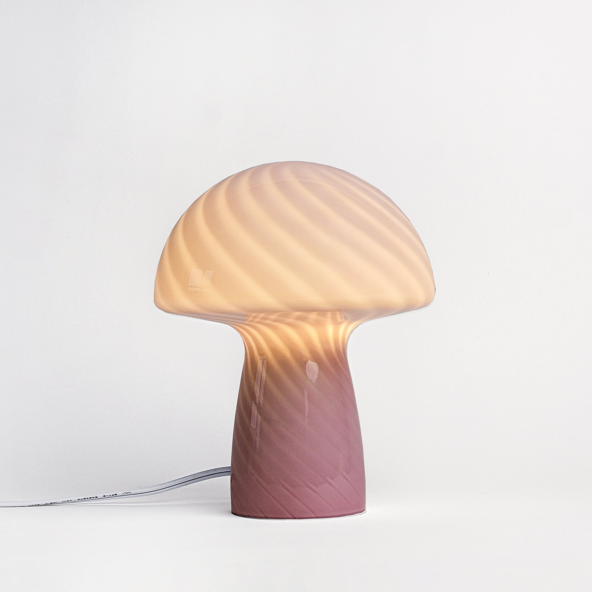 Glass Mushroom Table Lamp, Petite Close Top, Rose Pink